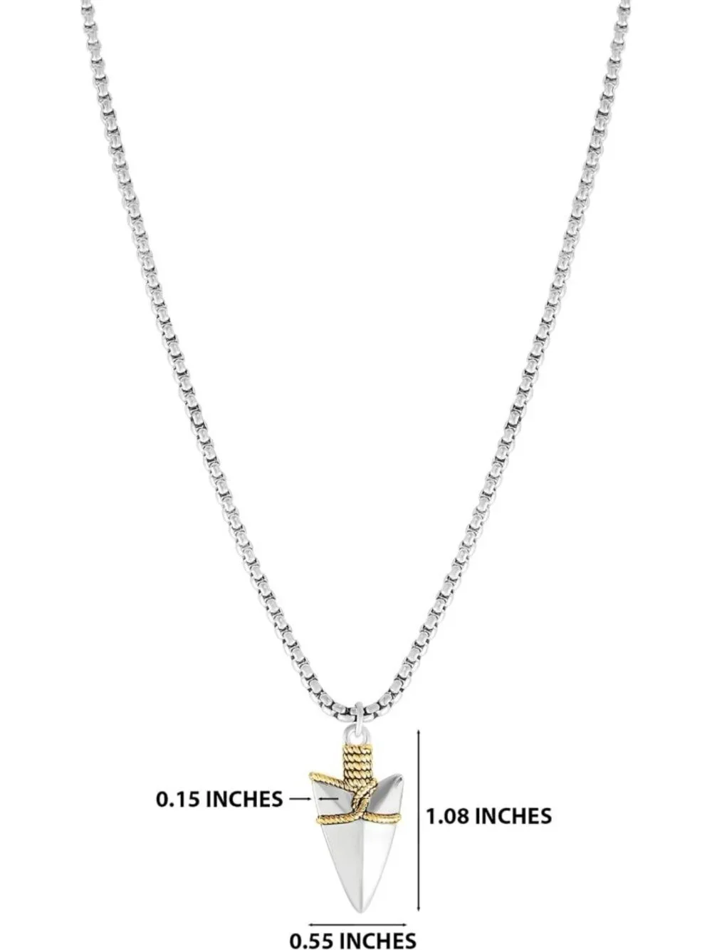 Men's Two-Tone 18k Gold & Silver Arrowhead Pendant Necklace | 22